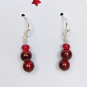 Sterling Silver and Red Quartzite earrings